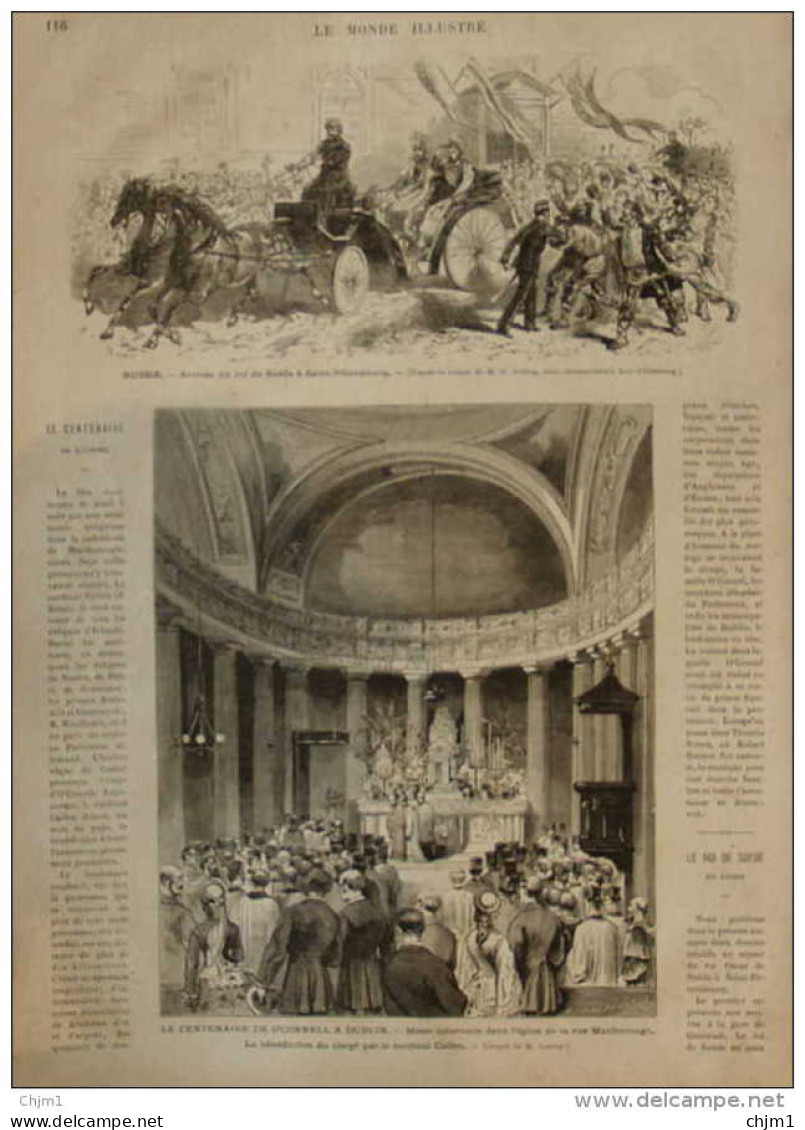 Le Centenaire De O'Connell à Dublin - Messe Solennelle Dans L'église De La Rue Marlborough - Page Original 1875 - Documents Historiques