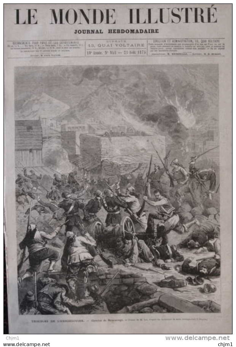 Troubles De L'Herzégovine, Combat De Newesinge  - Page Original 1875 - Documenti Storici