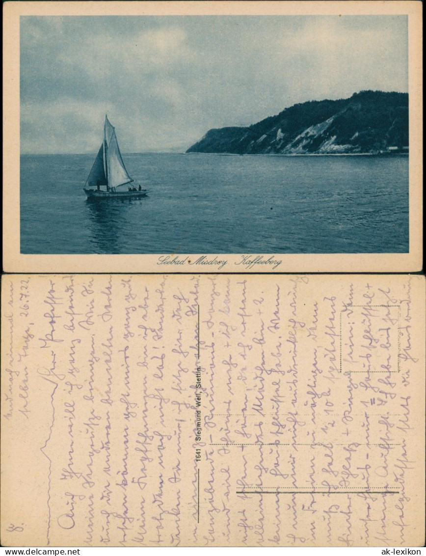 Postcard Misdroy Międzyzdroje Segelboot Vor Der Steilküste 1922 - Pommern