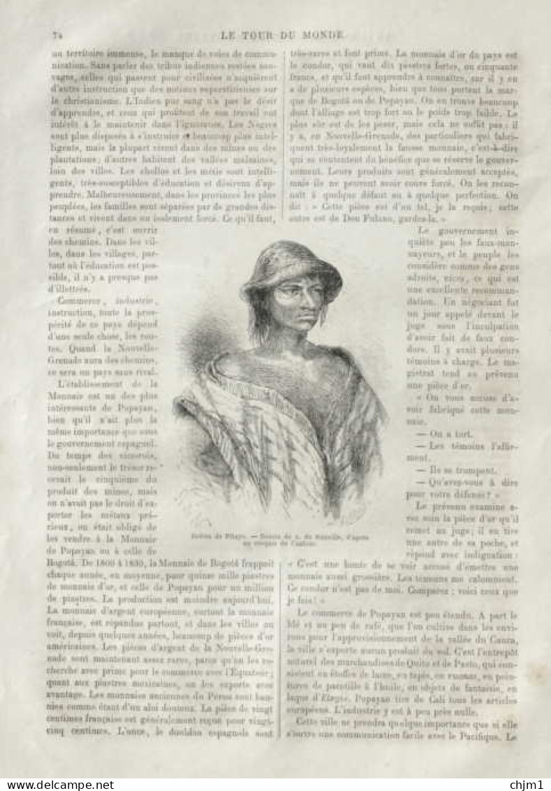 Indien De Pitayo - Page Originale 1875 - Documents Historiques