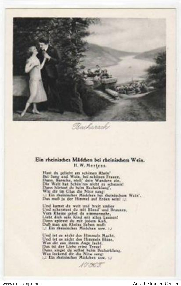 39051705 - Bacherach, Rheinlieder Nr. 10  Ein Rheinisches Maedchen Bei Rheinischem Wein , H. W. Mertens Ungelaufen  Gut - Loreley