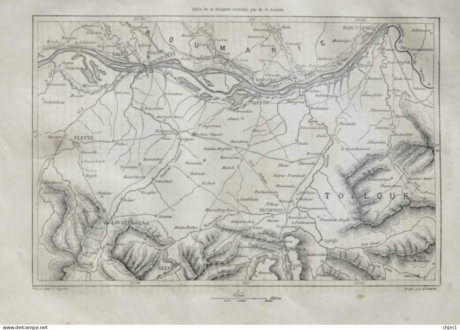 Carte De Bulgarie Centrale - Page Originale 1875 - Historische Dokumente