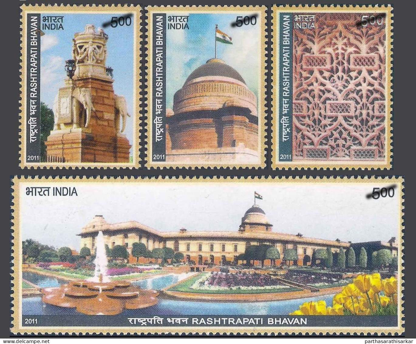 INDIA 2011 80TH YEAR OF RASHTRAPATI BHAVAN COMPLETE SET OF 4V STAMPS MNH - Ongebruikt