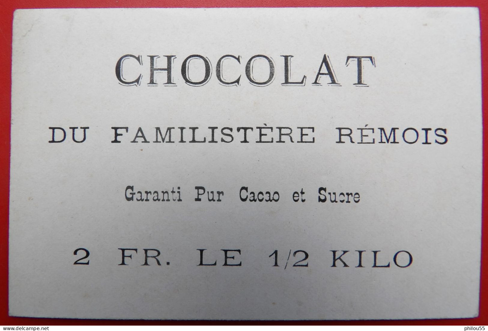 51 REIMS Chromo CHOCOLAT Du FAMILISTERE REMOIS  Fuschia - Altri & Non Classificati