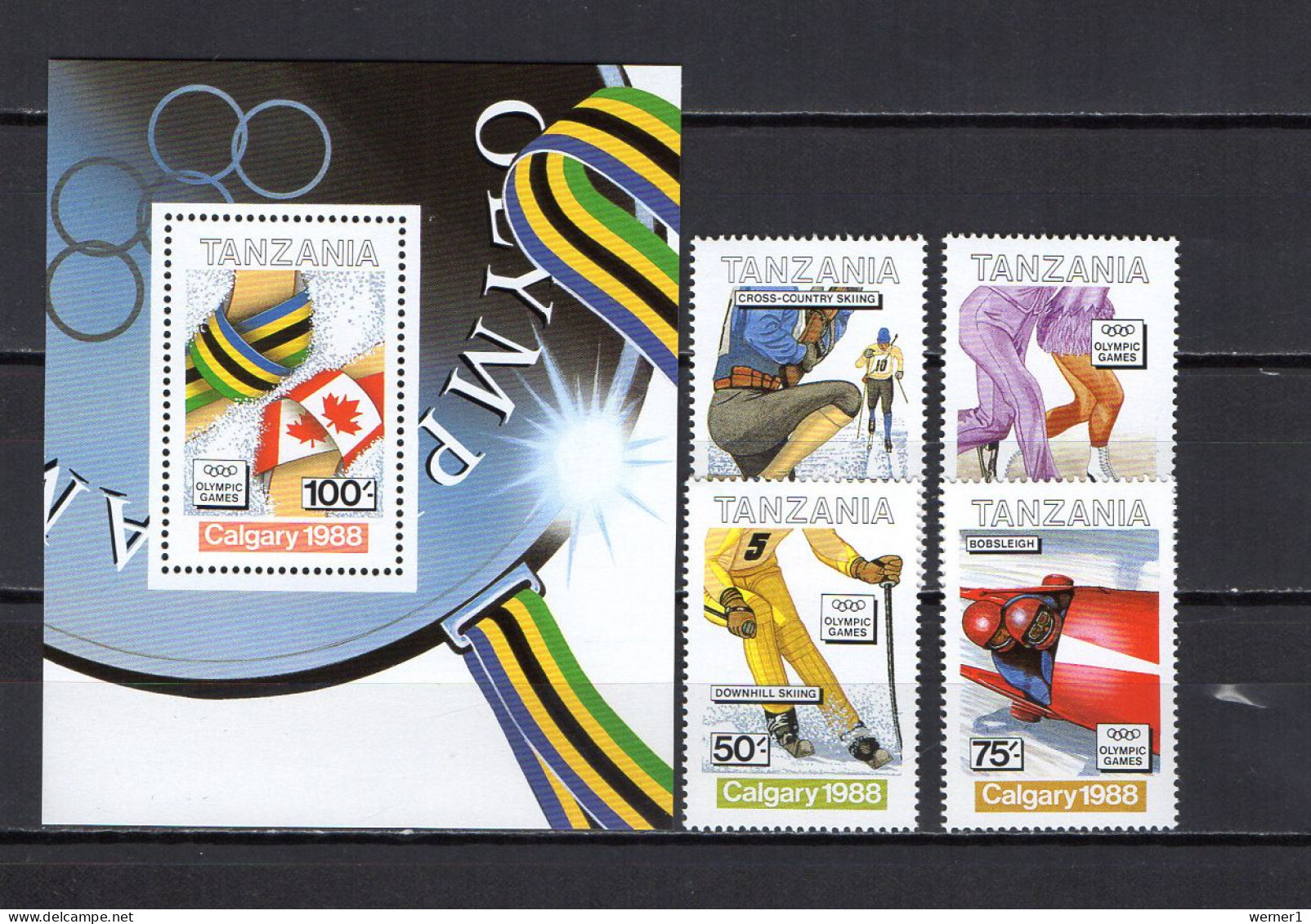 Tanzania 1988 Olympic Games Calgary Set Of 4 + S/s MNH - Invierno 1988: Calgary