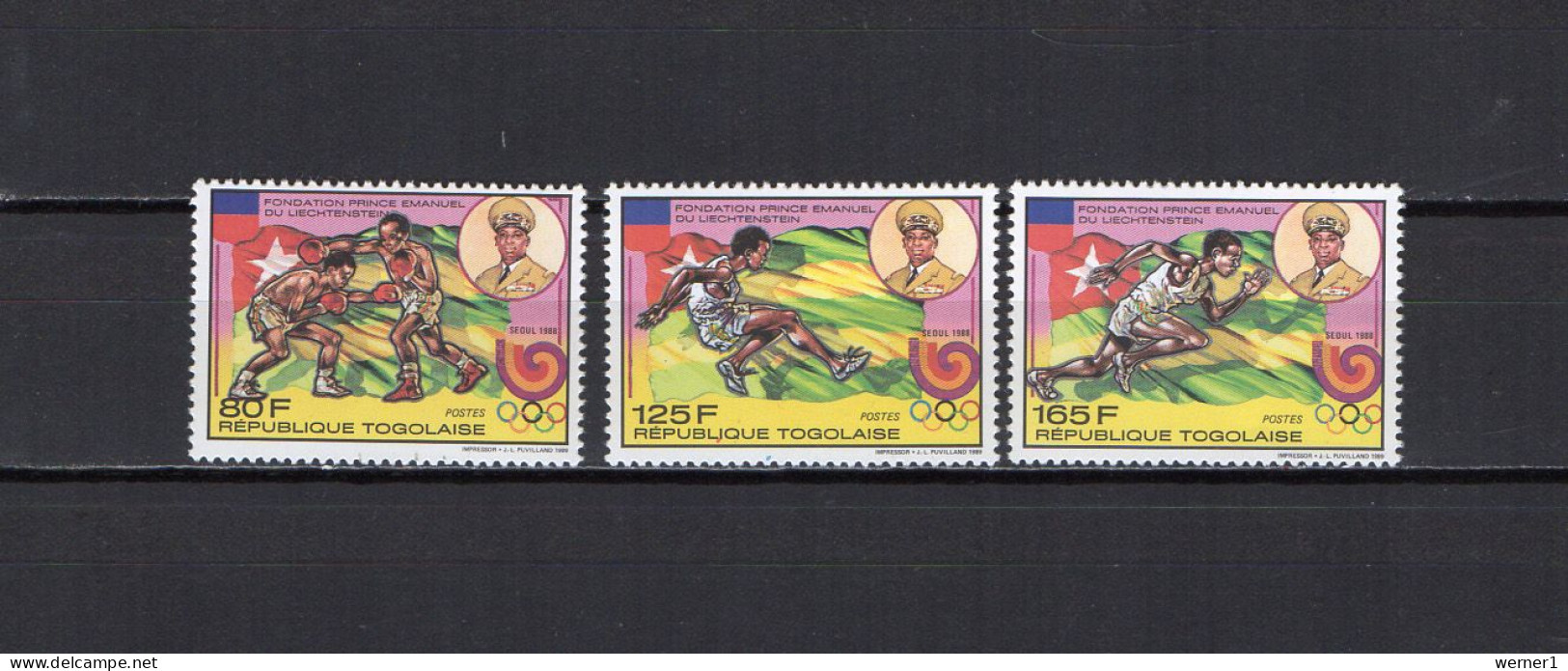 Togo 1989 Olympic Games Seoul, Boxing, Athletics Set Of 3 MNH - Estate 1988: Seul