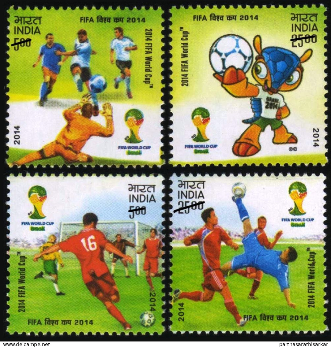 INDIA 2014 FIFA WORLD CUP COMPLETE SET OF 4V STAMPS MNH - Unused Stamps