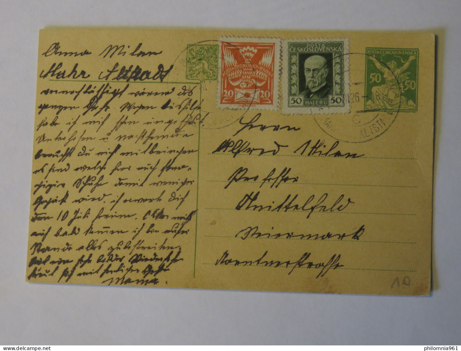 CZECHOSLOVAKIA POSTAL CARD 1926 - Other & Unclassified