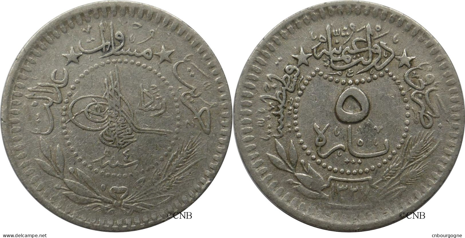 Empire Ottoman - Mehmed V - 5 Para AH1327//4 (1912) - TTB/XF45 - Mon5586 - Turquia