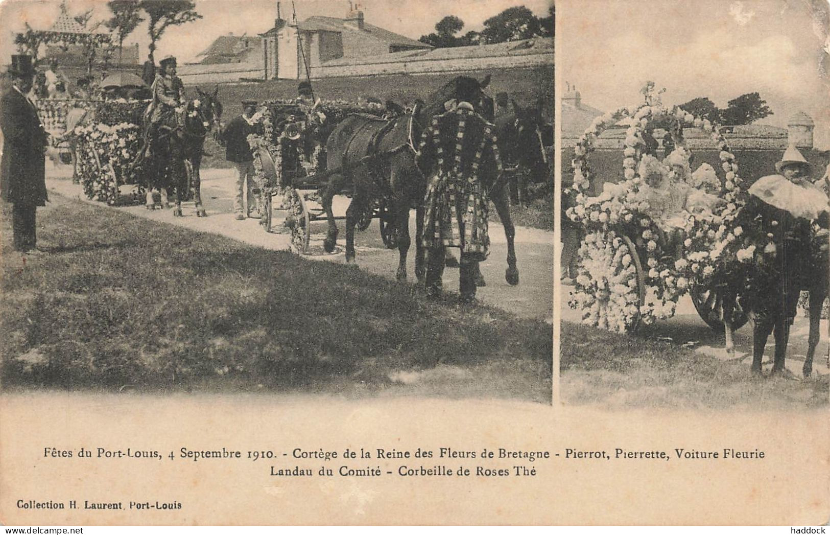 FETES DE PORT LOUIS LE 4 SEPTEMBRE 1910 : CORTEGE DE LA REINE DES FLEURS - Port Louis