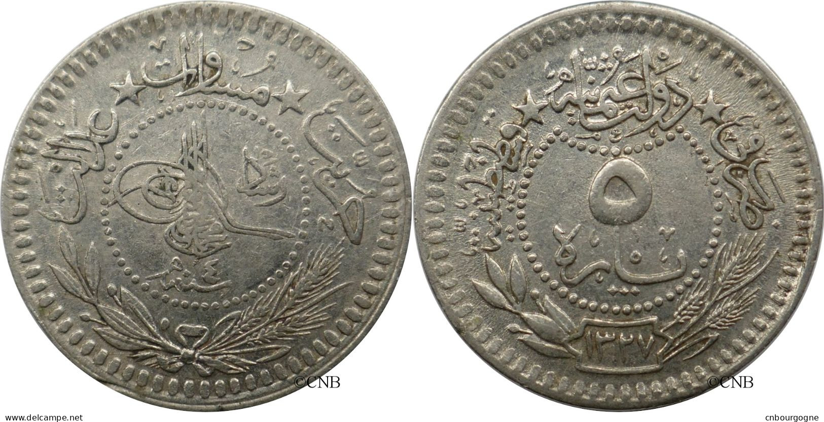 Empire Ottoman - Mehmed V - 5 Para AH1327//4 (1912) - TTB/XF45 - Mon6436 - Turkey