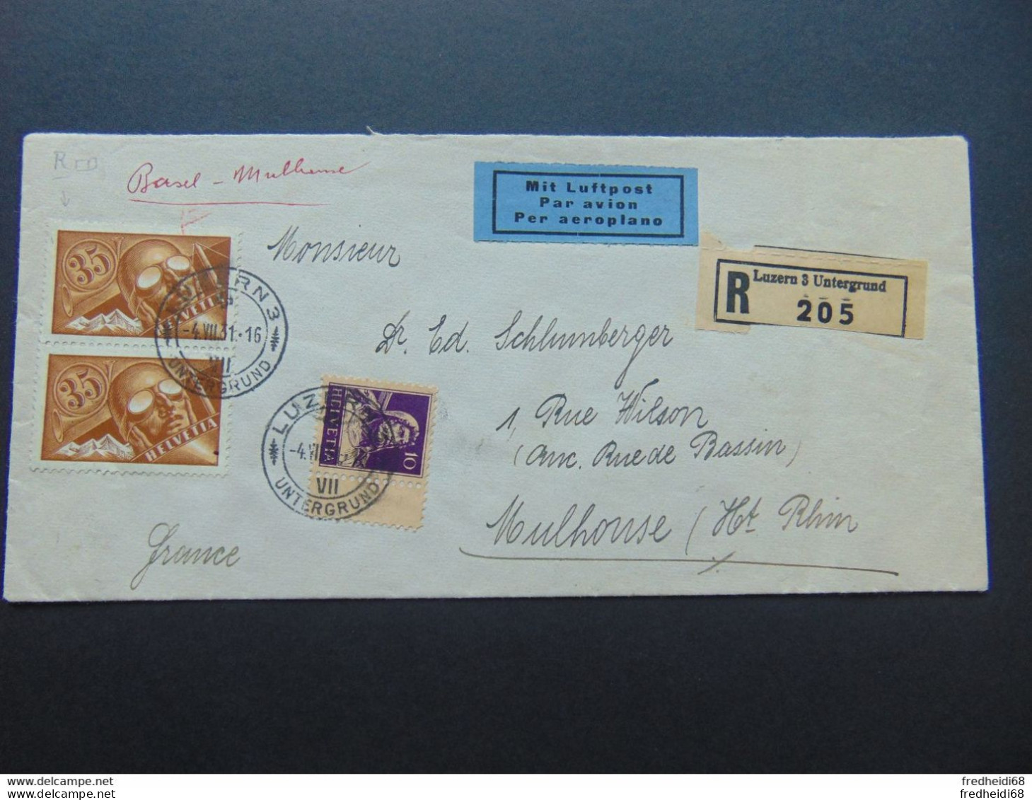 Exceptionnelle Lettre De Poste Aérienne Avec Le N°. 181 (n°. Philex) En 2 Exemplaires Ayant Circulé Par Avion En 1931 - Oblitérés