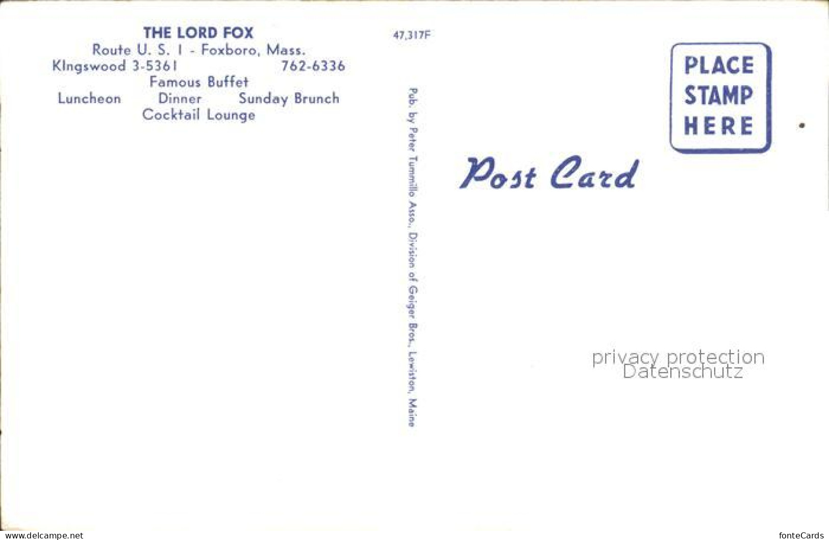 72322895 Foxboro_Massachusetts The Lord Fox - Altri & Non Classificati