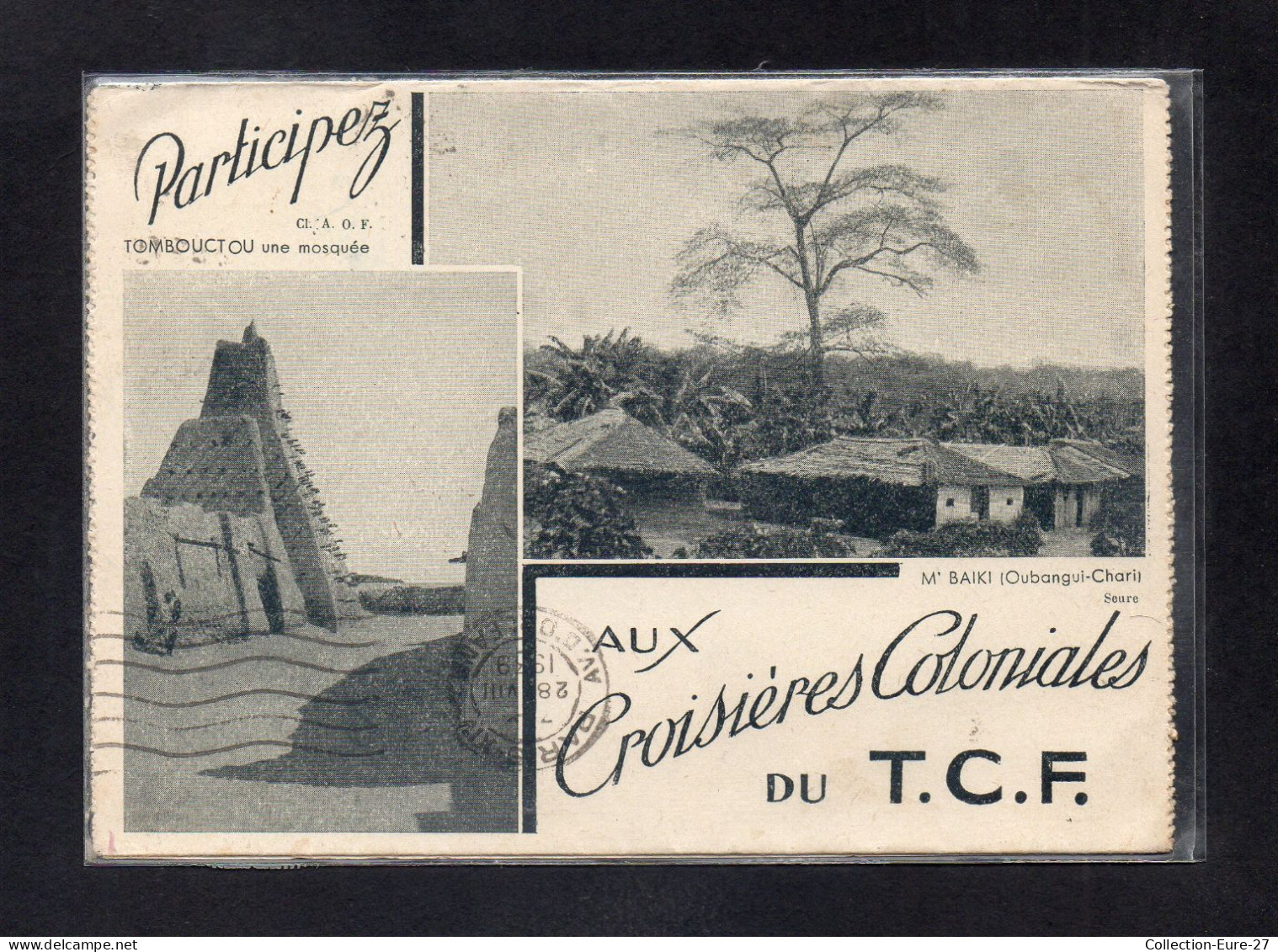 (24/04/24) REPUBLIQUE DE CENTRAFRIQUE-CPSM M BAIKI - OUBANGUI CHARI - DEPLIANT PUBLICITAIRE CROISIERES COLONIALES T.C.F - Centrafricaine (République)