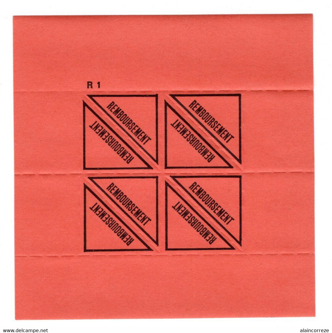 Document Interne La Poste Etiquette (CONTRE) REMBOURSEMENT R1 Pour L'étranger. Planche Complète De 4 étiquettes - Documentos Del Correo