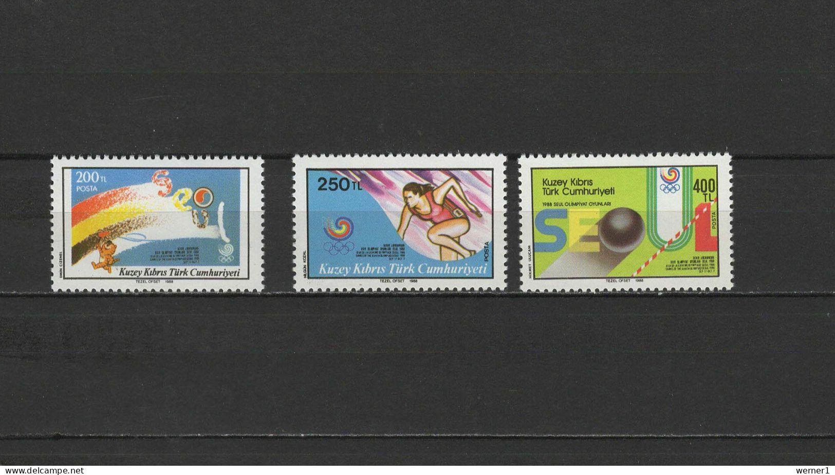 Turkish Cyprus 1988 Olympic Games Seoul, Set Of 3 MNH - Verano 1988: Seúl