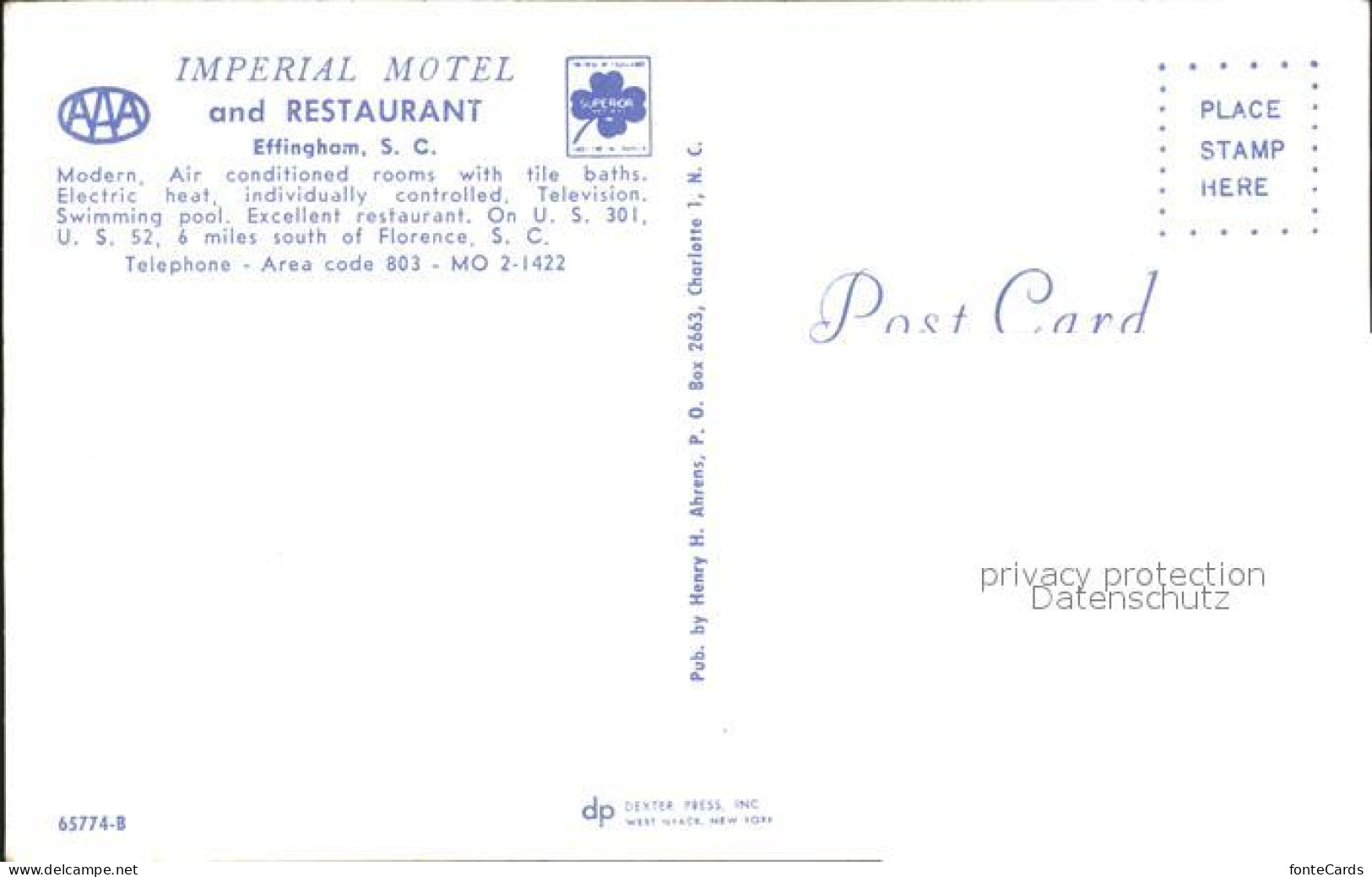 72319664 Effingham_South_Carolina Imperial Motel And Restaurant - Autres & Non Classés