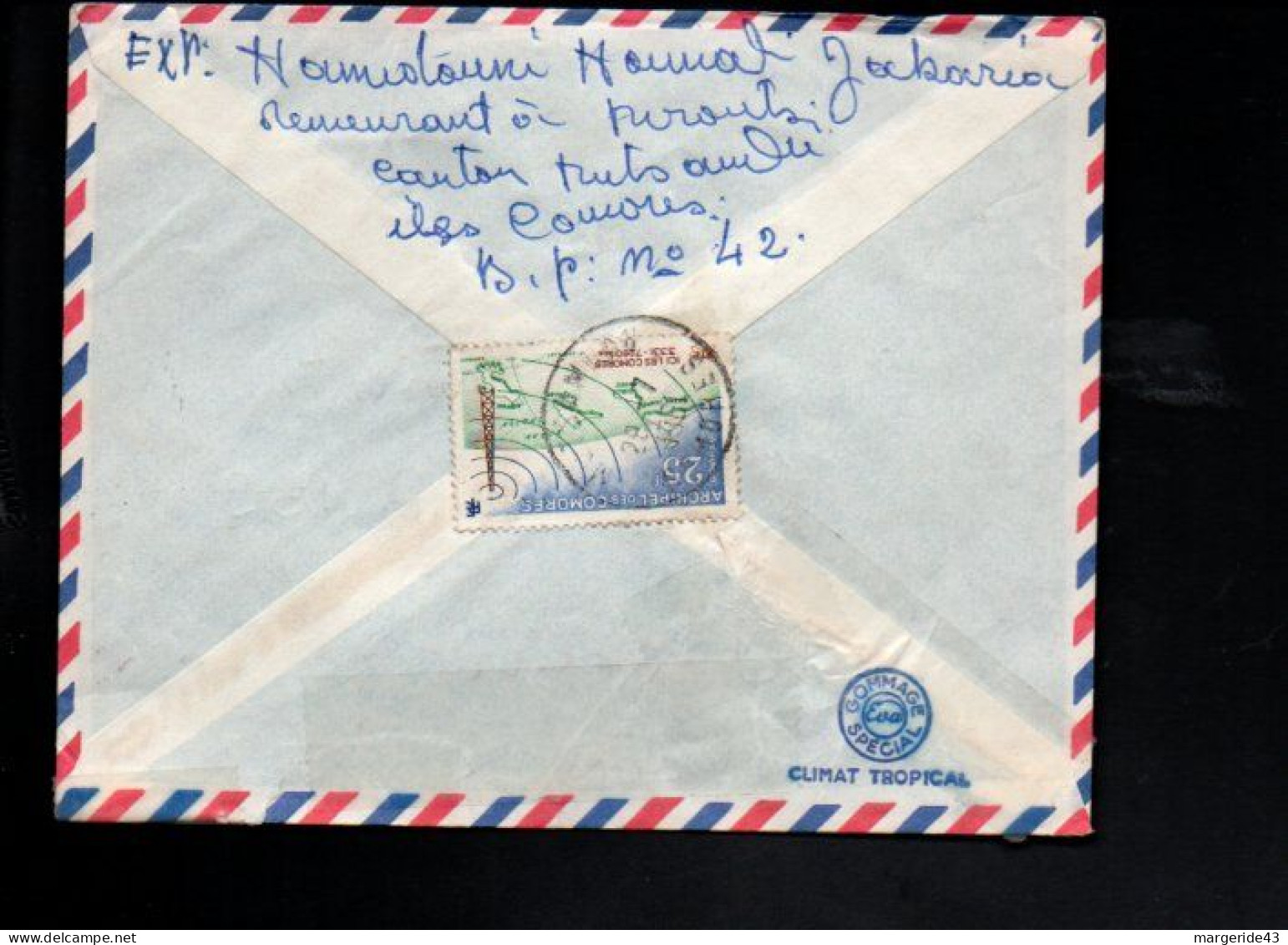 COMORES SEUL SUR LETTRE DE MUTSAMUDU POUR LA FRANCE 1981 - Lettres & Documents