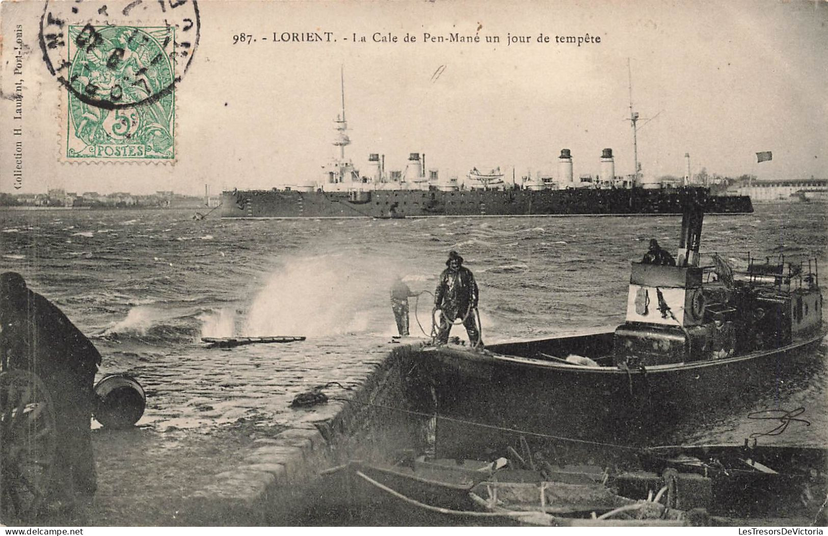 FRANCE - Lorient - La Cale De Pen Mané Un Jour De Tempête - La Mer - Animé - Carte Postale Ancienne - Lorient