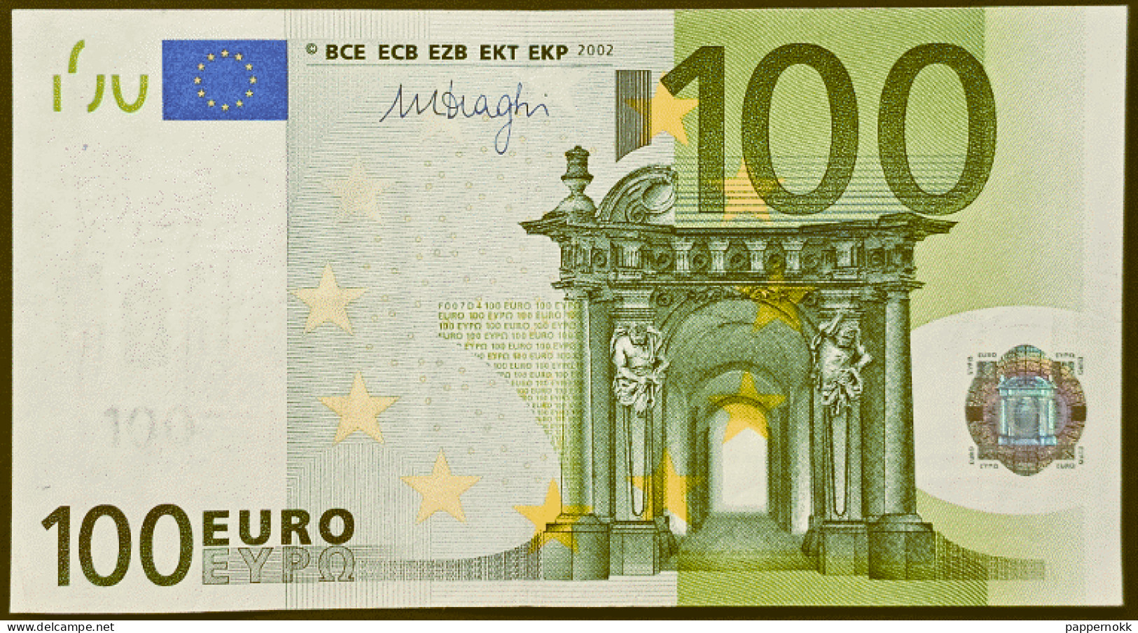 100 Euro 1° Serie Italia  F007 D4 - N4415...  SUP+/UNC  Draghi - 100 Euro