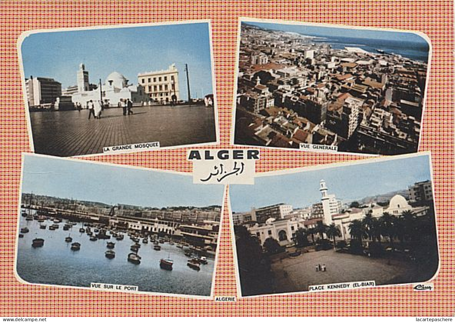 X9450 ALGERIE ALGER EN 1971 MULTIVUES GRANDE MOSQUEE PORT PLACE KENNEDY EL BIAR - Alger