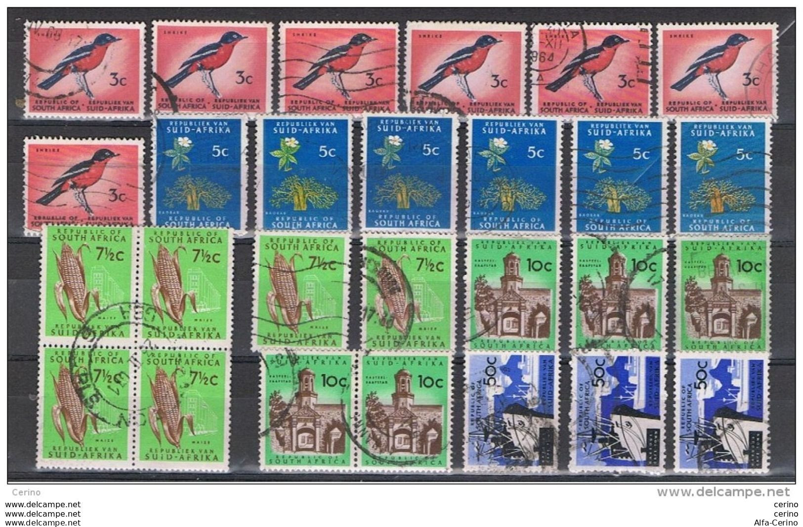 SUD  AFRICA:  1962  DEFINITIVA  -  LOTTO  27  VAL. RIPETUTI  US. -  YV/TELL. 267//271 - Used Stamps