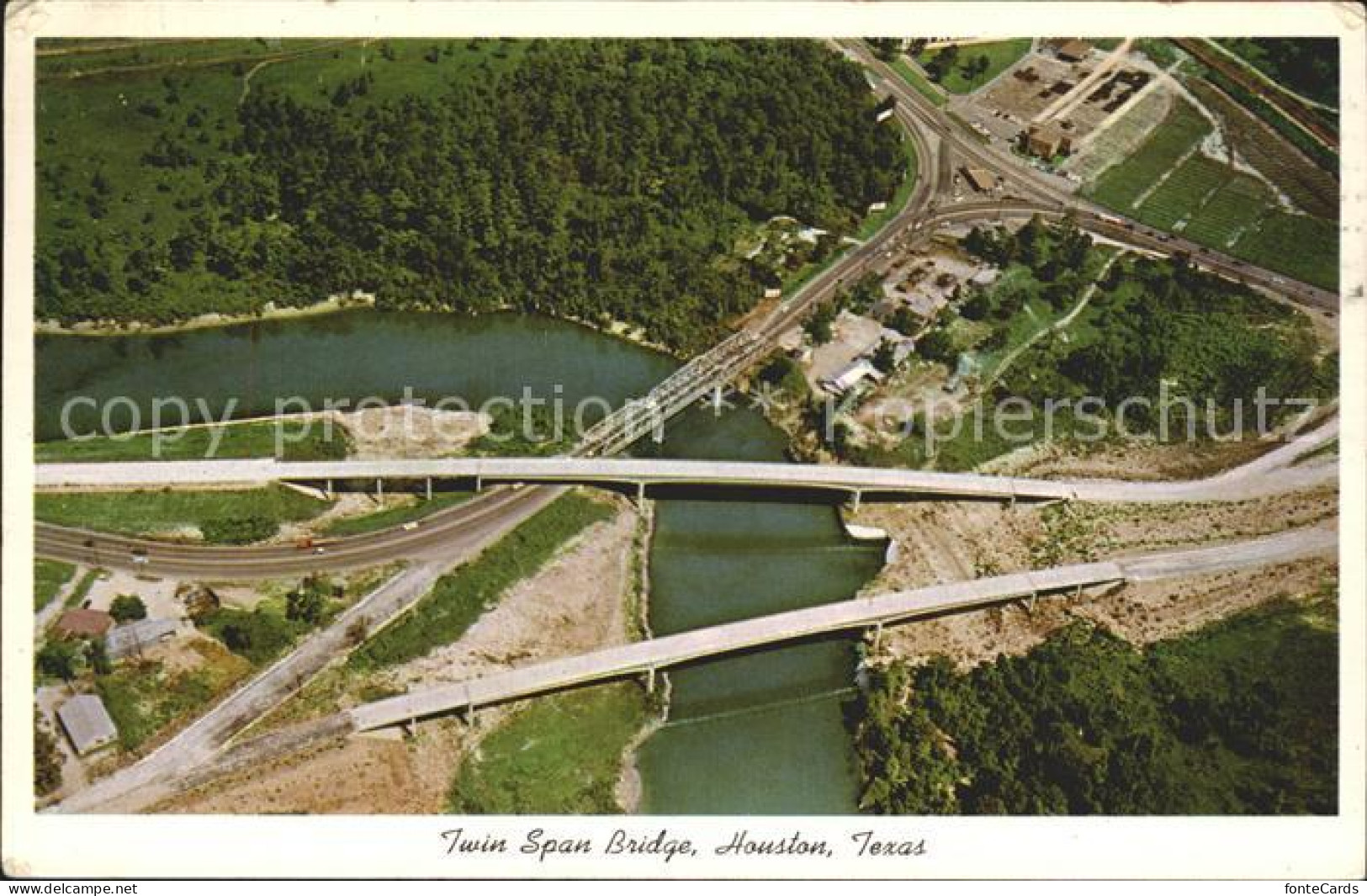 72311757 Houston_Texas Twin Span Bridge Aerial View - Autres & Non Classés