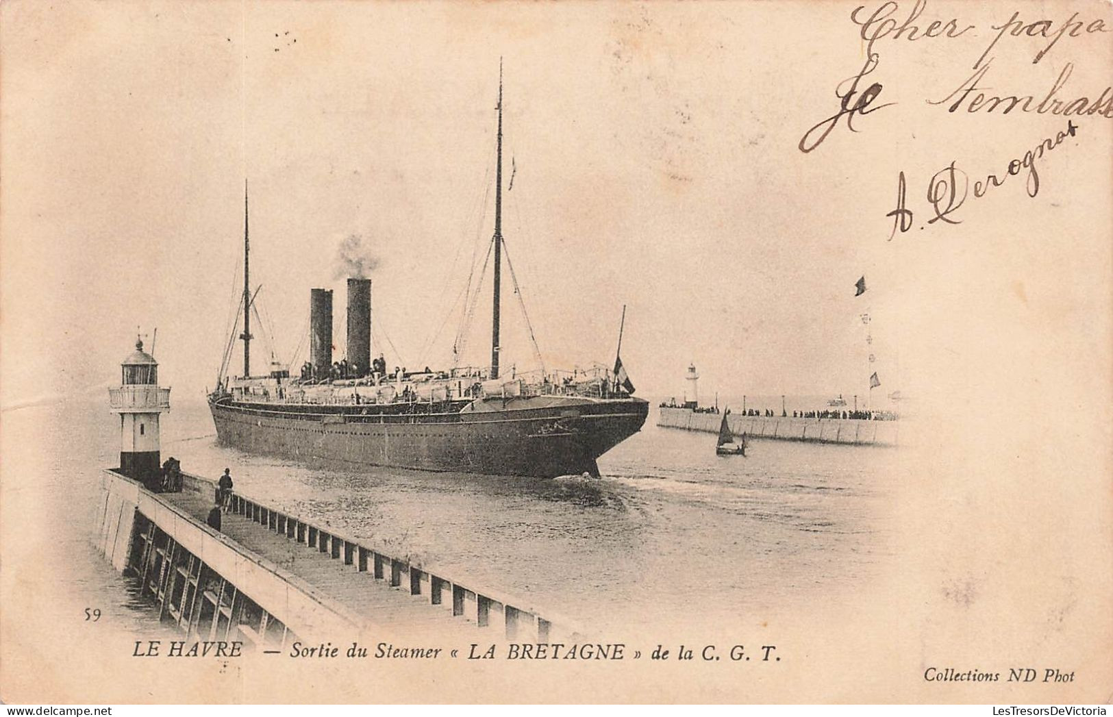 FRANCE - Le Havre - Sortie Du Steamer - La Bretagne De La C G T - Bateaux - Animé - Carte Postale Ancienne - Harbour