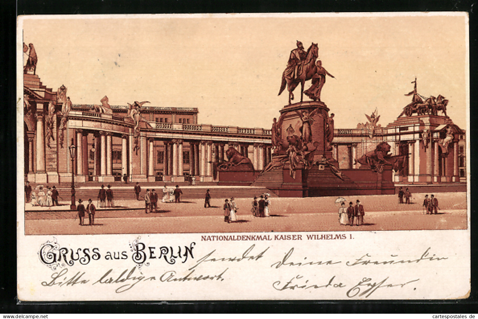 Lithographie Berlin, National Denkmal Kaiser Wilhelm I.  - Mitte