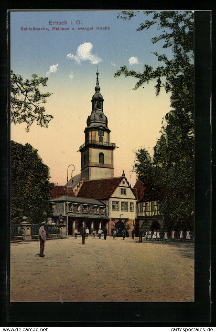 AK Erbach I. O., Schlosswache, Rathaus Und Evangel. Kirche  - Erbach