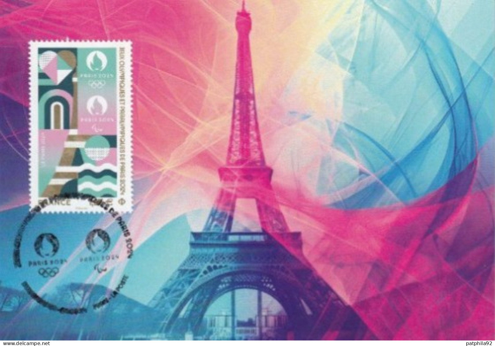 France 2024_Carte Maximum 1er Jour_fdc_Jeux Olympiques Et Paralympiques De Paris 2024. Oblit. PJ Paris 29/03/24. - 2020-…