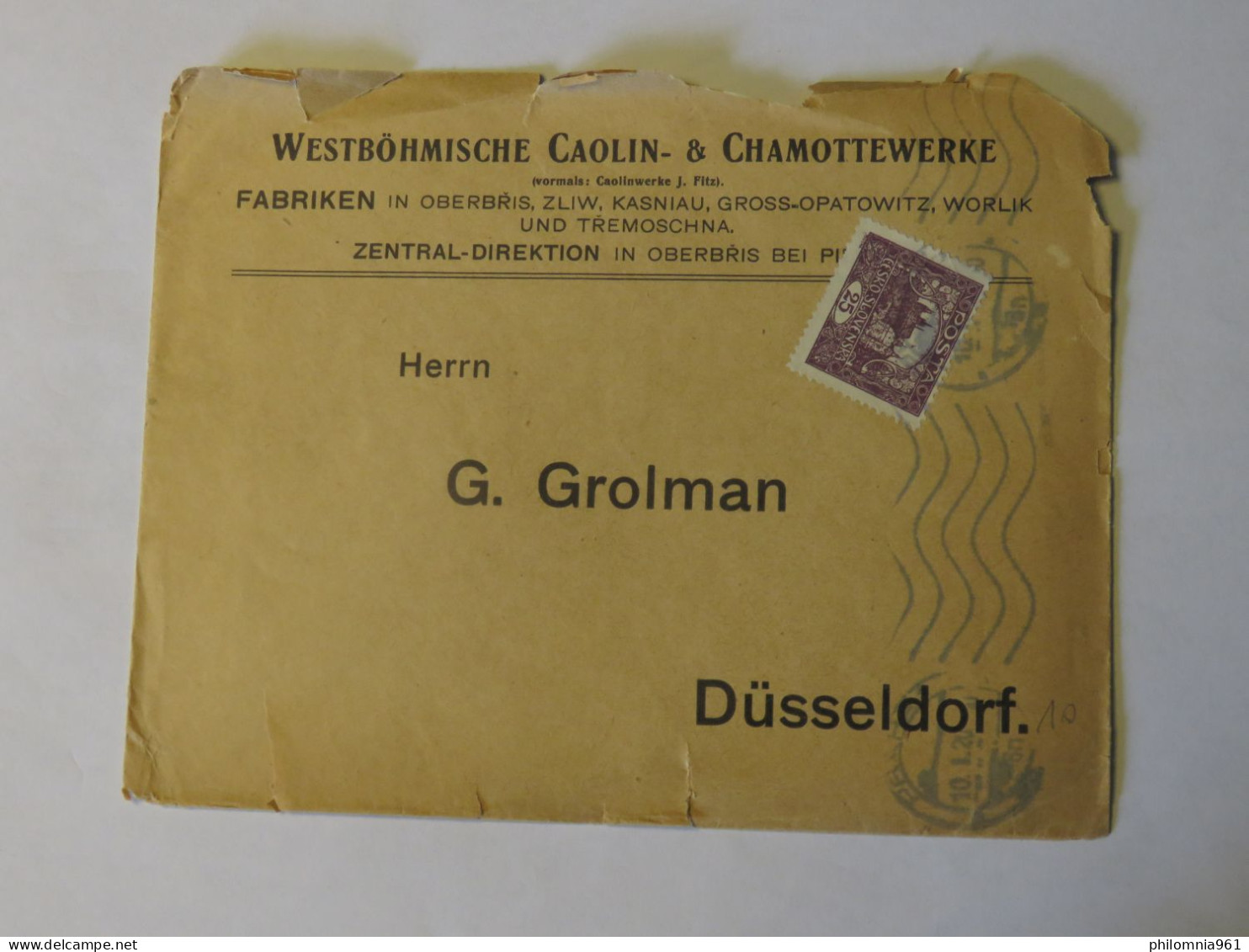 CZECHOSLOVAKIA COVER TO GERMANY 1920 - Autres & Non Classés