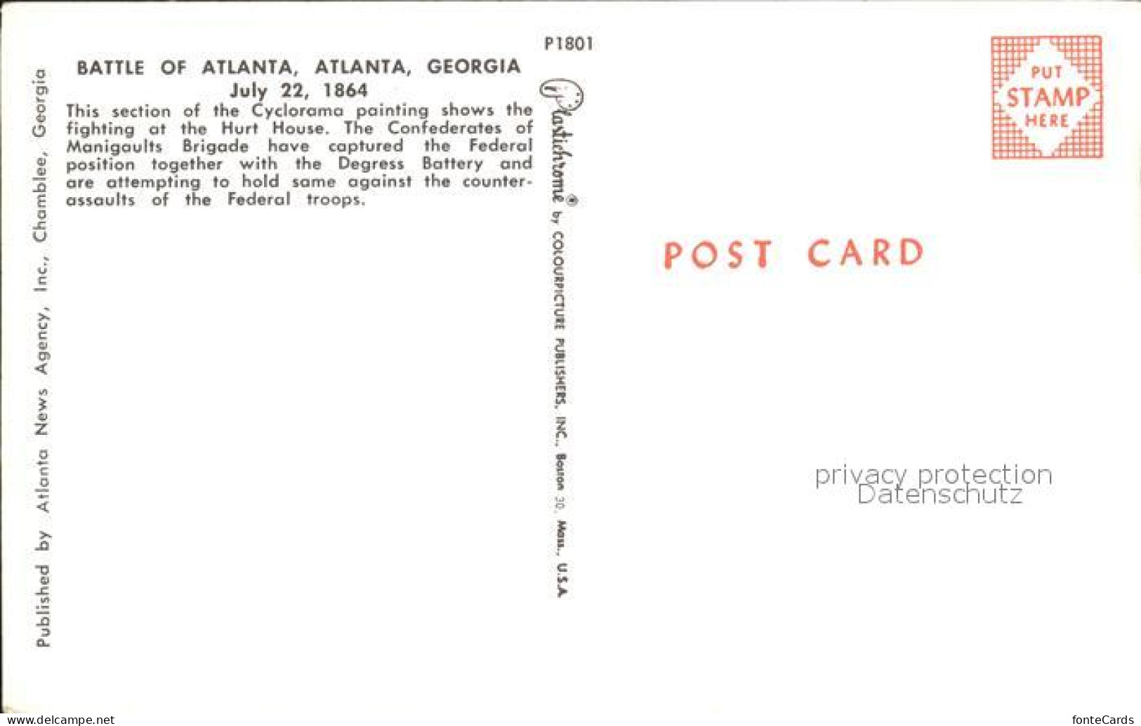 72308883 Atlanta_Georgia Battle Of Atlanta 1864 - Sonstige & Ohne Zuordnung