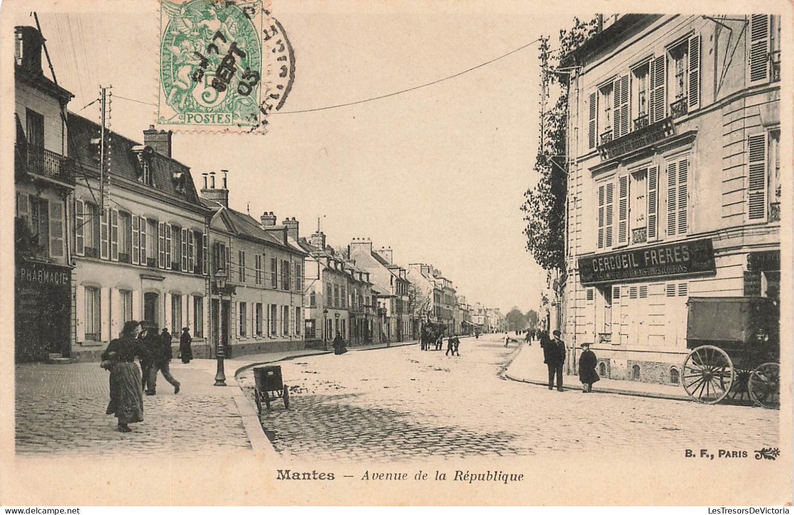 FRANCE - Mantes - Vue Sur L'avenue De La République - Vue Générale - Animé - Carte Postale Ancienne - Mantes La Ville