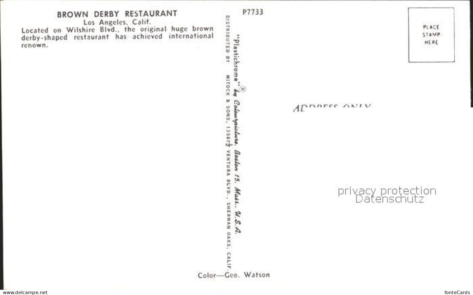 72308853 Los_Angeles_California Brown Derby Restaurant - Andere & Zonder Classificatie