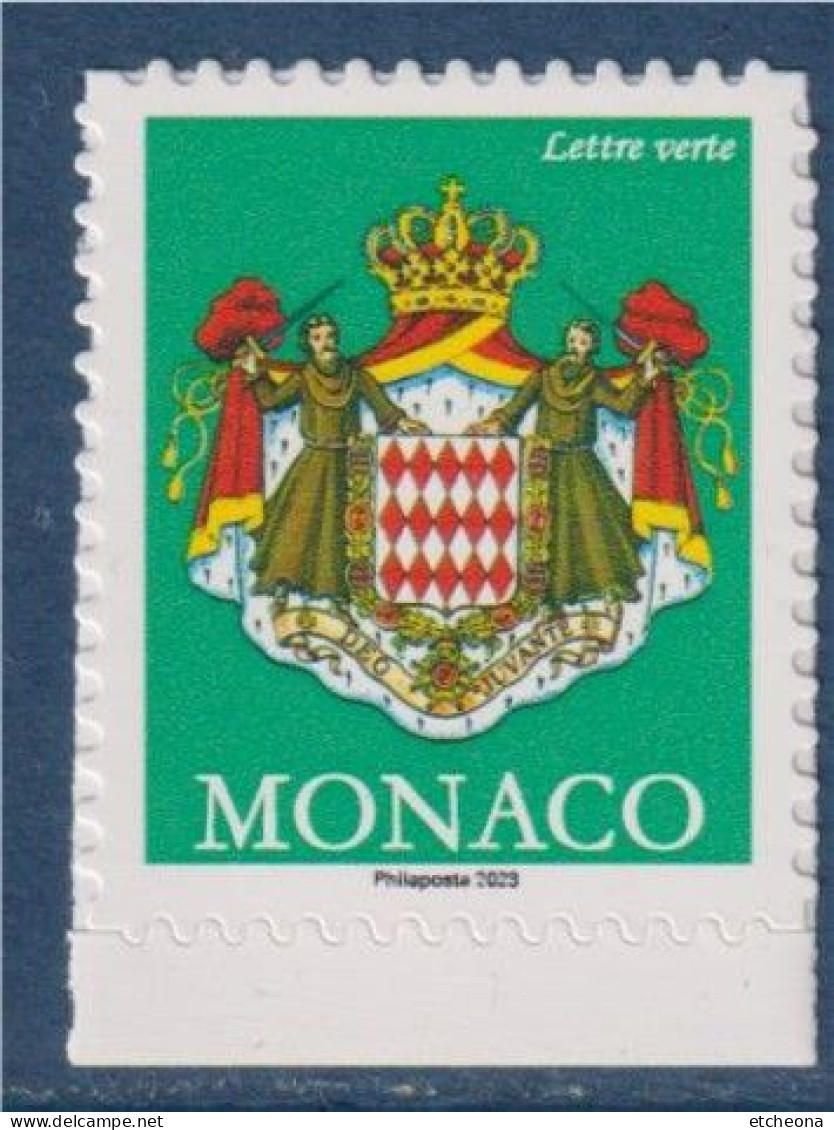 Blason Monaco Tarif Lettre Verte Philaposte 2023 Issu De Carnet, Neuf. - Unused Stamps