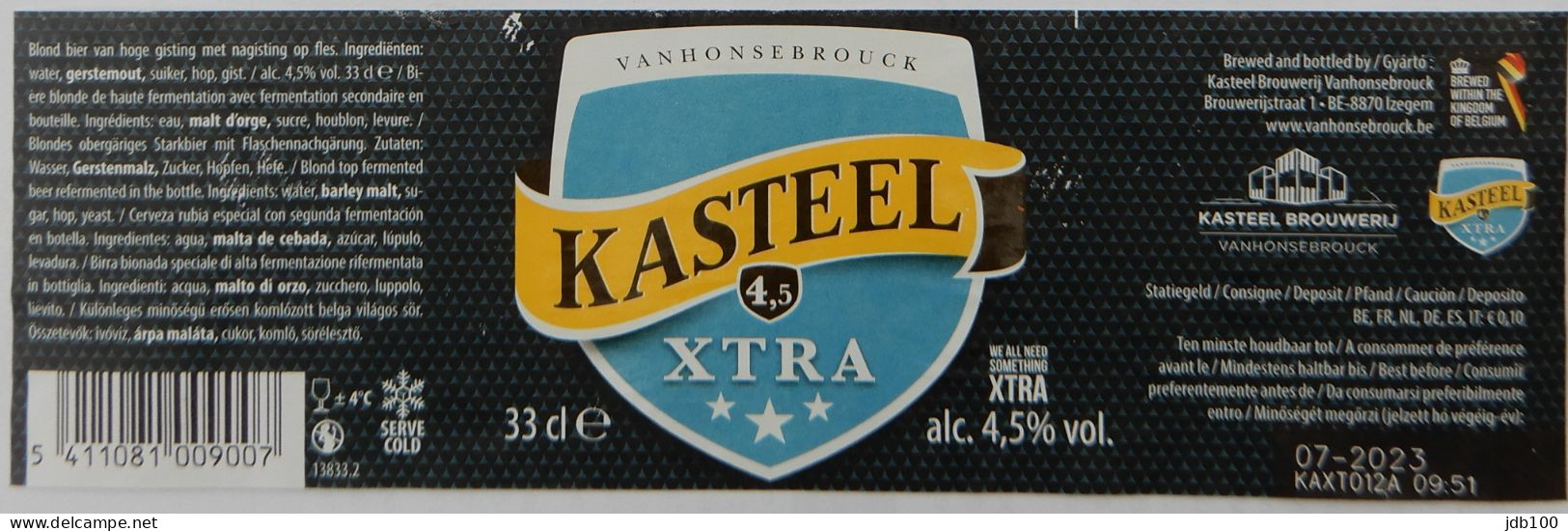 Bier Etiket (6n3), étiquette De Bière, Beer Label, Kasteelbier Xtra Brouwerij Vanhonsebrouck - Beer