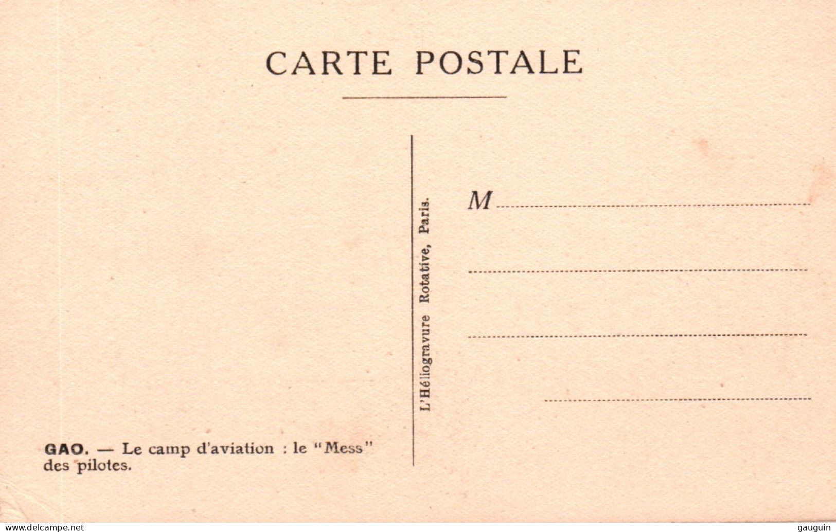 CPA - GAO - Le Camp D'aviation Le Mess Des Pilotes - Edition Héliogravure - Malí