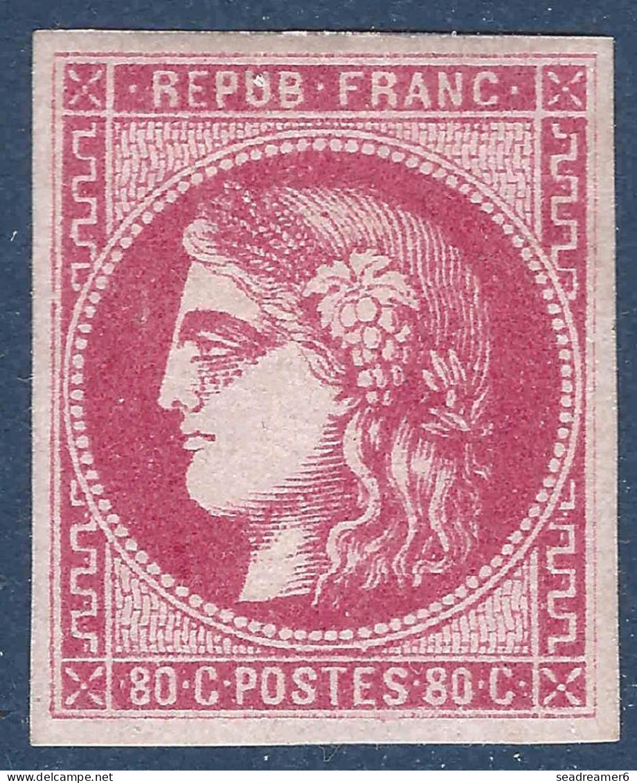 FRANCE Bordeaux N°49b* (case 2 Du Bloc Report) 80c Rose Vif Belles Marges Grande Fraicheur TTB Signé R.CALVES - 1870 Emission De Bordeaux