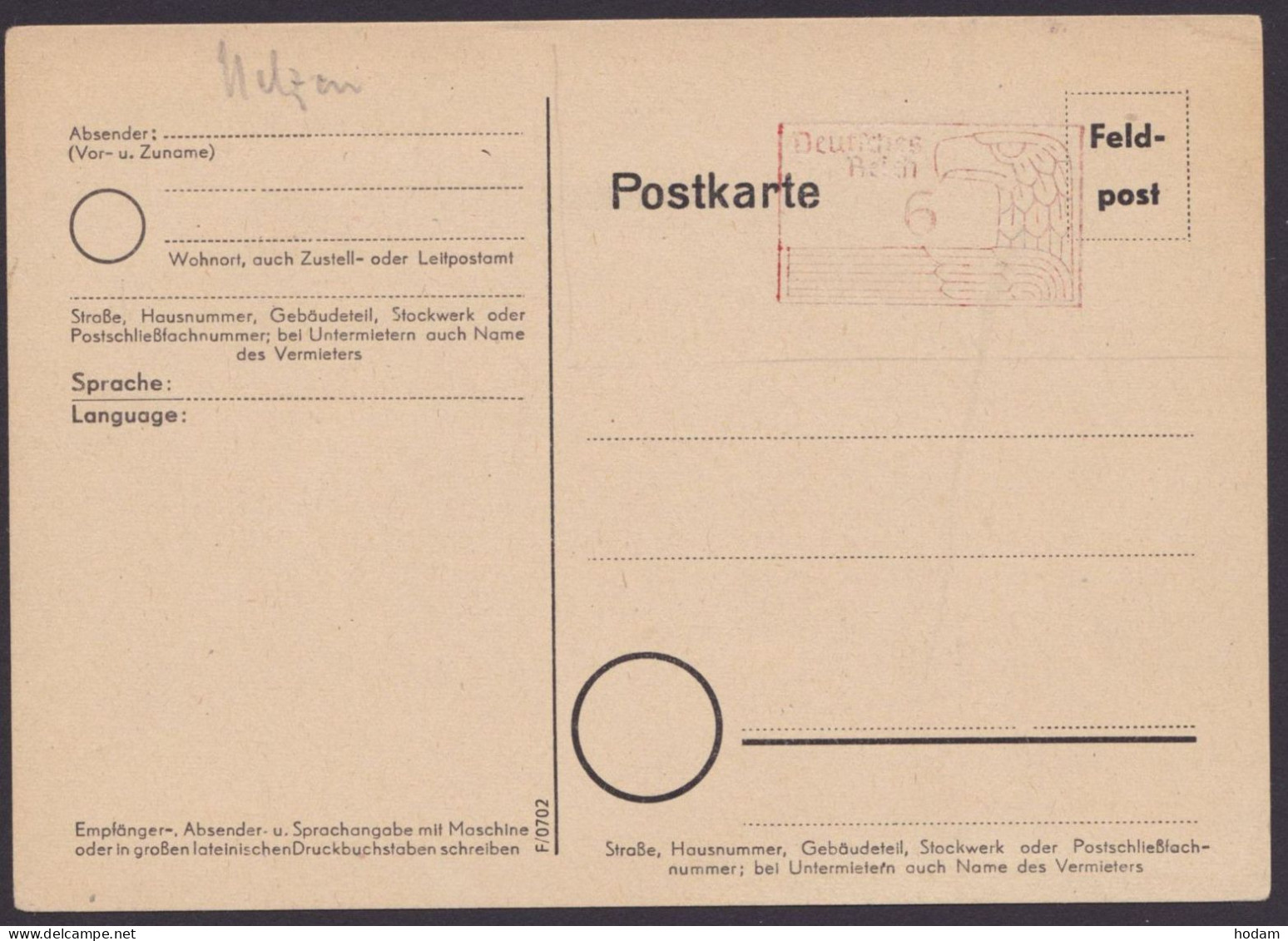 Uelzen: Feldpostkarte Mit Rotem Ra "6, Adlerkopf", Selten - Lettres & Documents