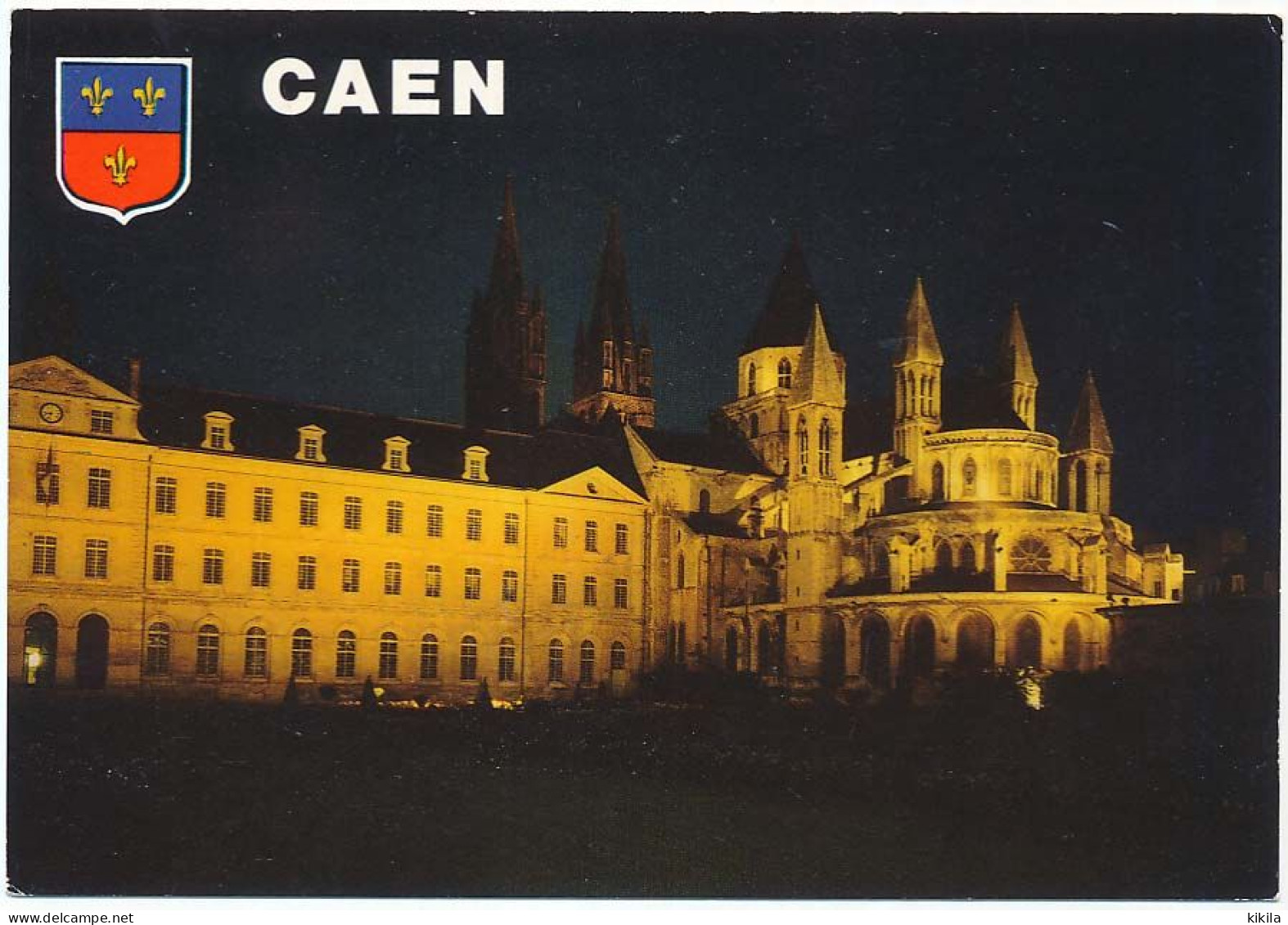 CPSM / CPM 10.5 X 15 Calvados CAEN Eglise Abside De L'église Saint-Etienne Et La Mairie Illuminés - Caen