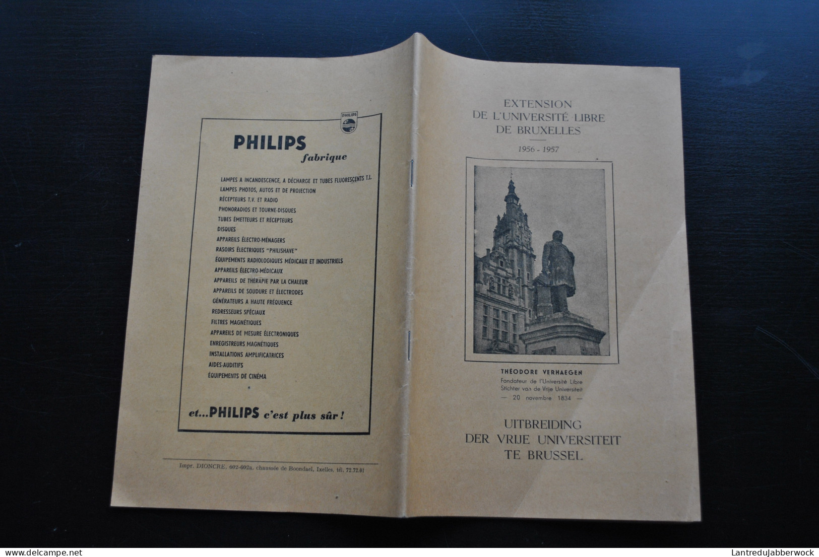 Extension De L'Université Libre De Bruxelles Programme Des Conférences 1956 1957 Vrije Universiteit Te Brussel ULB VUB - Belgique