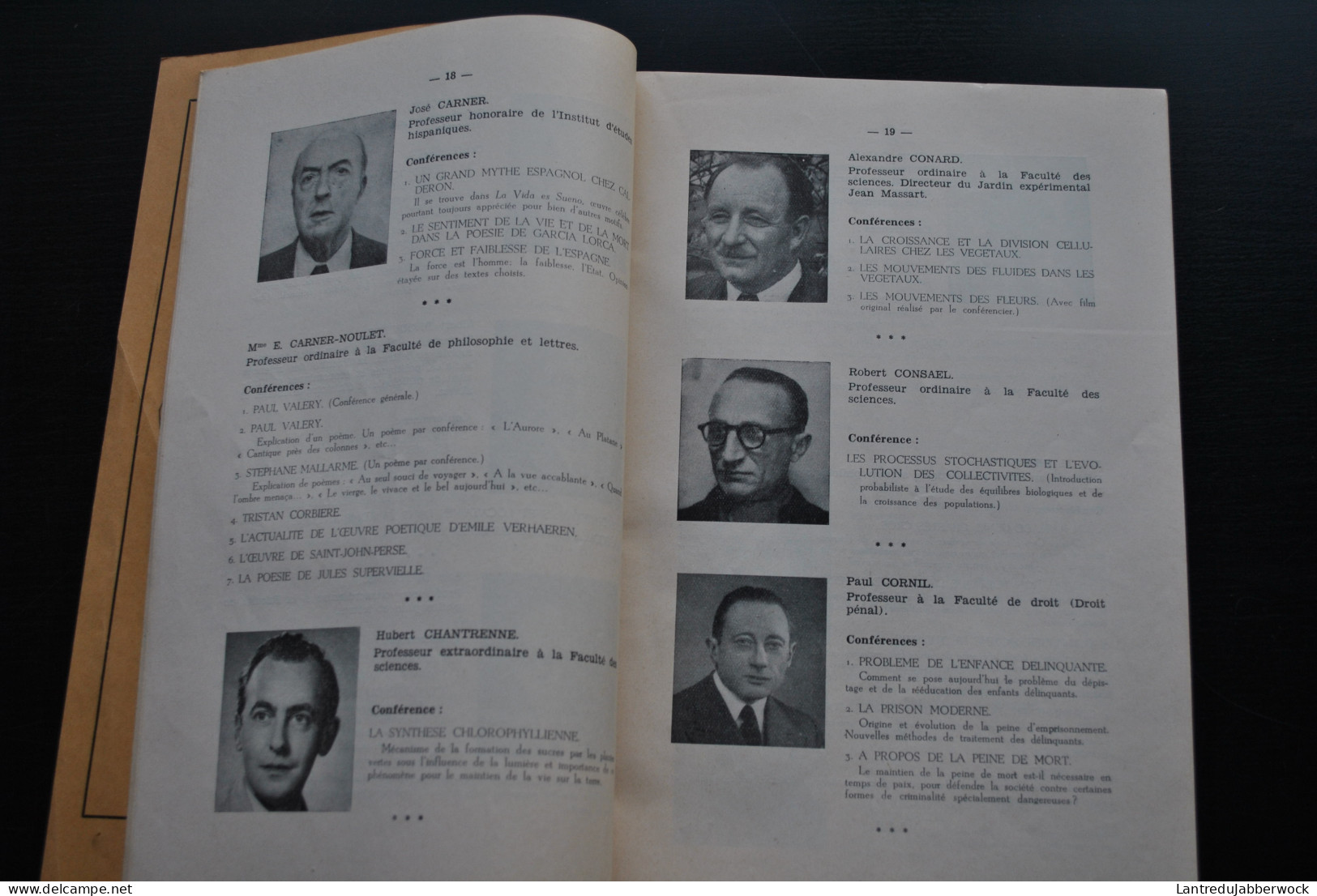 Extension De L'Université Libre De Bruxelles Programme Des Conférences 1956 1957 Vrije Universiteit Te Brussel ULB VUB - Belgique