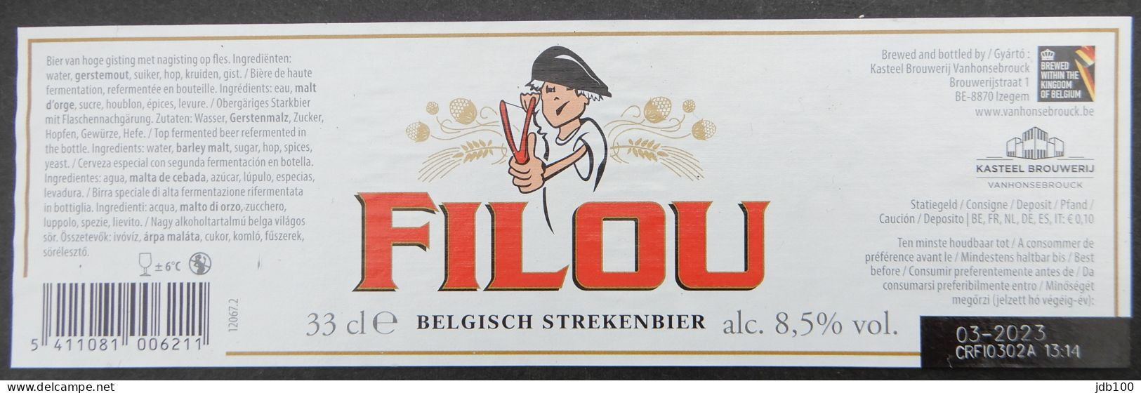 Bier Etiket (6n5), étiquette De Bière, Beer Label, Filou Brouwerij Vanhonsebrouck - Beer