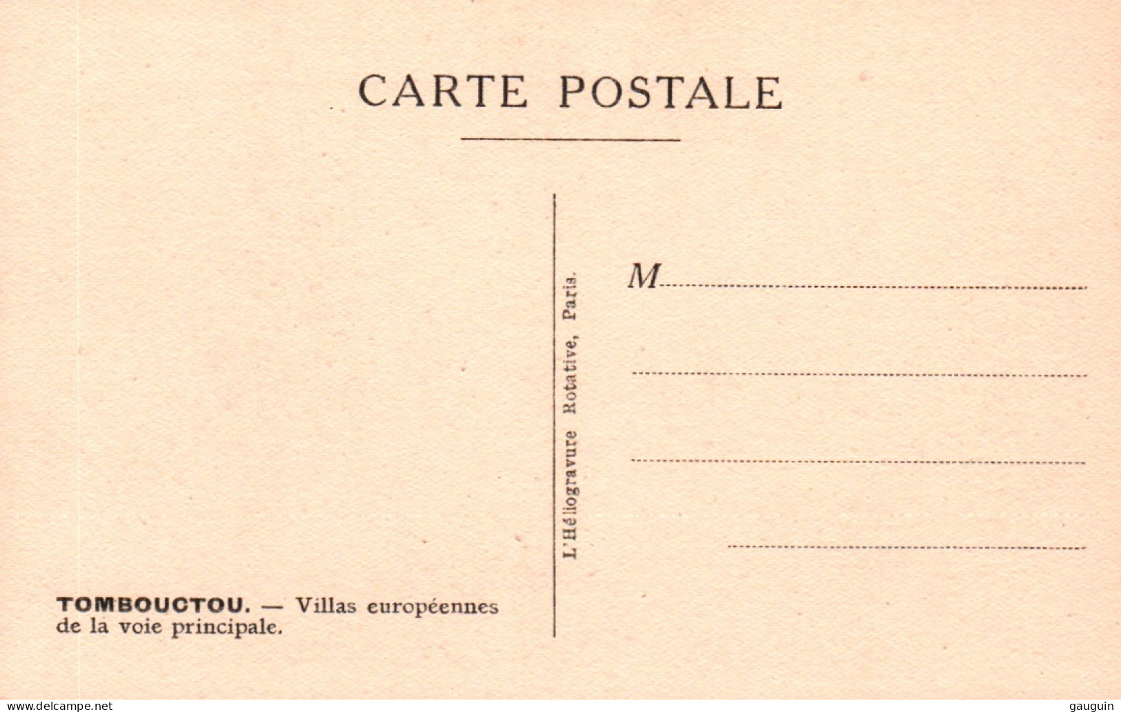 CPA - TOMBOUCTOU - Villas Européennes De La Voie Principale - Edition Héliogravure - Mali