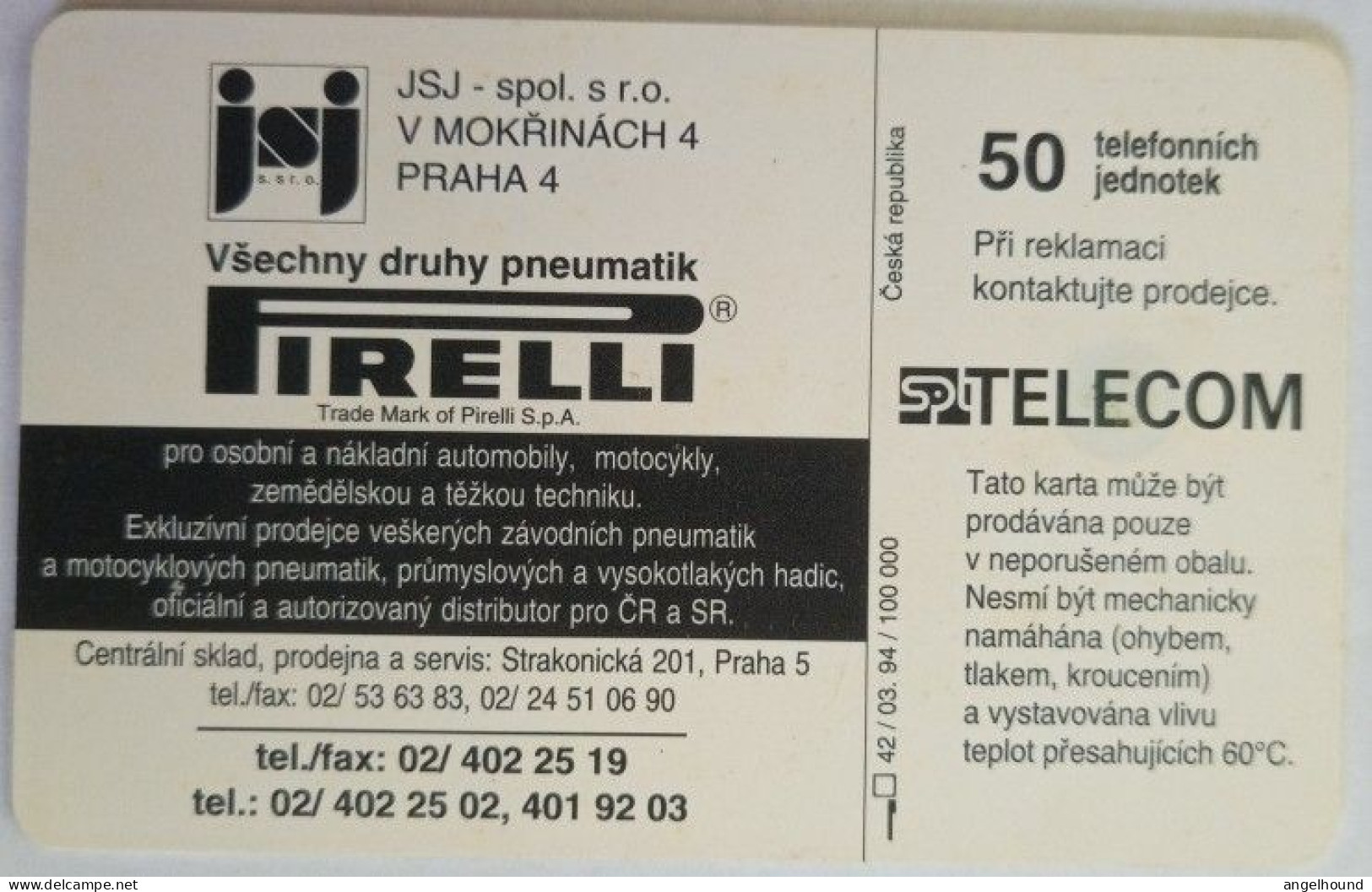 Czech Republic 50 Units Chip Card - Pirelli - Czech Republic