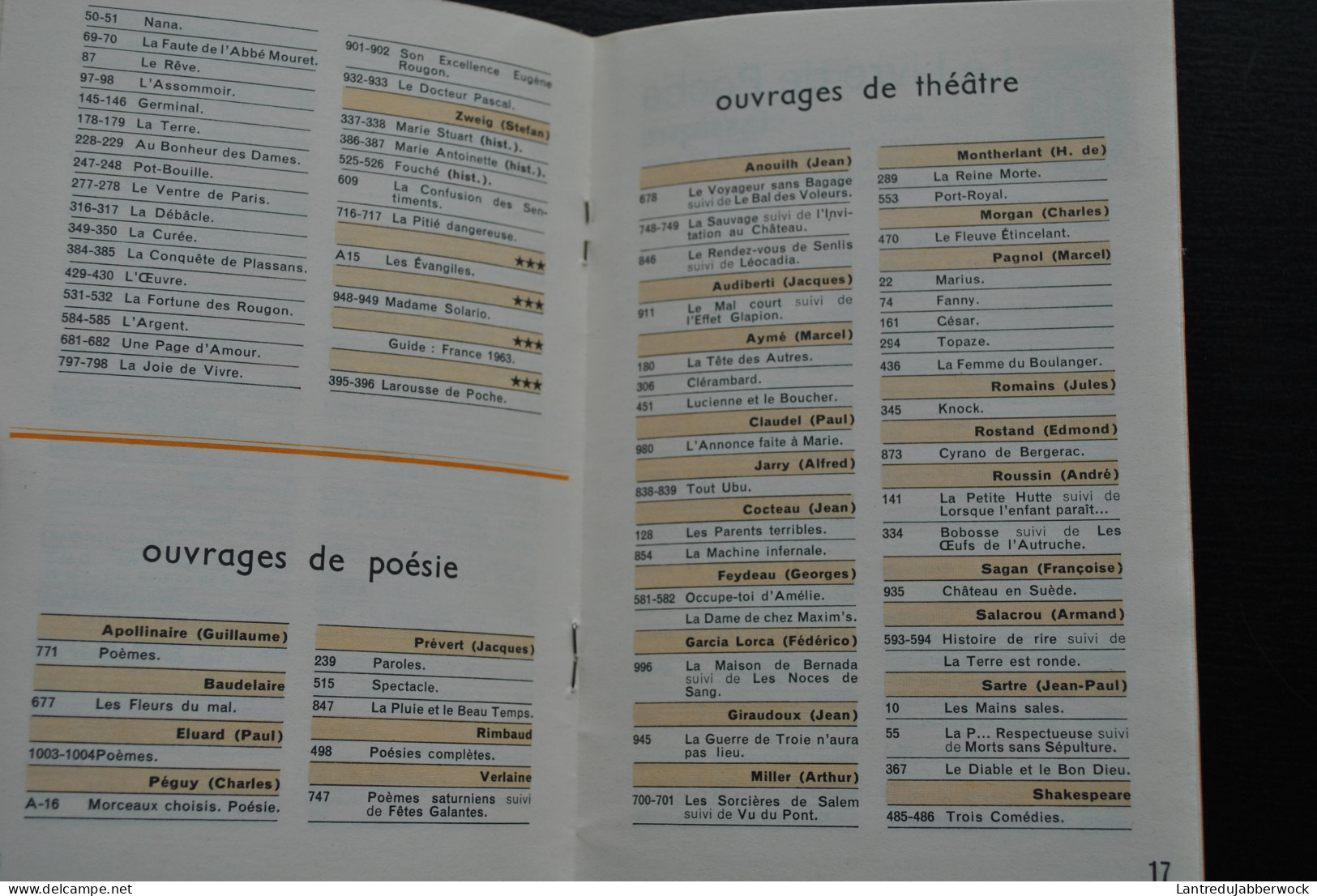 LE LIVRE DE POCHE CATALOGUE DES TITRES PARUS OU A PARAITRE JUSQU'EN JANVIER 1964 - Sans Cachet De Libraire TBE RARE - Sonstige & Ohne Zuordnung