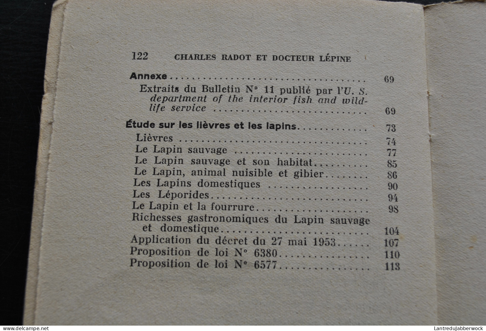 RADOT CHARLES LEPINE PIERRE LA MYXOMATOSE NOUVELLE MALADIE DES LAPINS : SON ORIGINE SON ULTRAVIRUS SON VACCIN 1953 