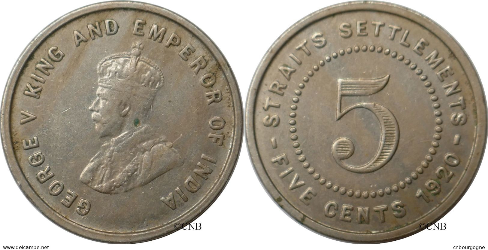 Établissements Des Détroits - Straits Settlements - George V - 5 Cents 1920 - TTB/XF45 - Mon6285 - Kolonien