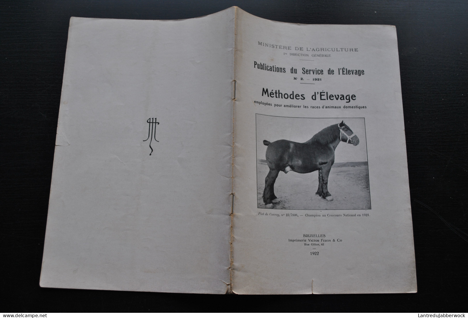 METHODES D'ELEVAGE EMPLOYEES POUR AMELIORER LES RACES D'ANIMAUX DOMESTIQUES MINISTERE DE L'AGRICULTURE 1921 VICTOR FERON - 1901-1940